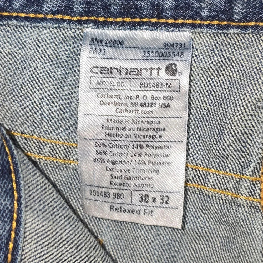 Carhartt Mens Relaxed Fit‎ Jeans 38x32 Medium Wash Denim Pants Workwear Casual